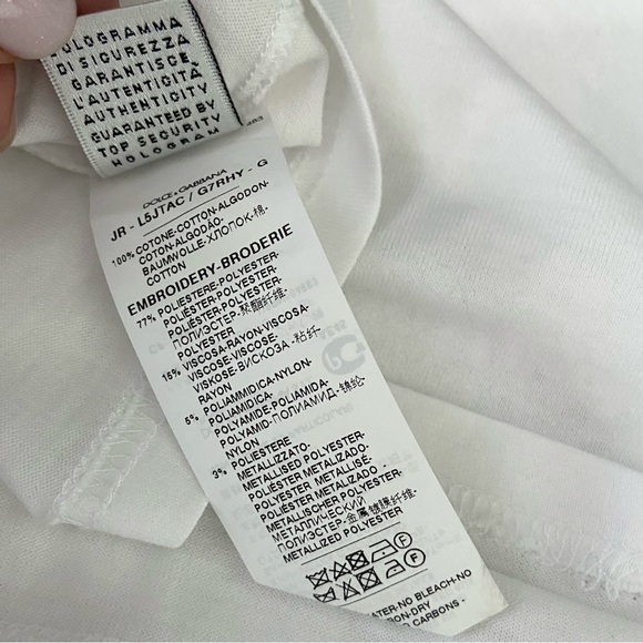 DOLCE & GABBANA Love is What You Want Cotton T-Shirt Roses Sequin Embroi… - Picture 8 of 10